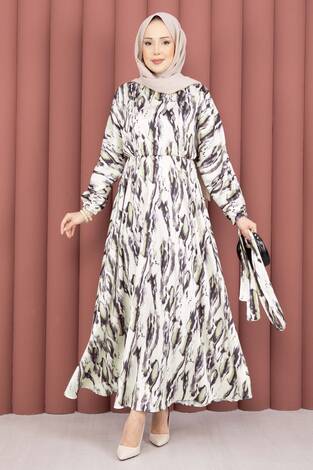 Neva Beli Büzgülü Kuşaklı Elbise Siyah - Thumbnail