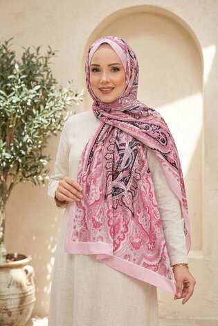Neva Etnik Desen Şal Serisi Pembe