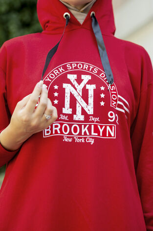 New York Yazılı Spor Tunik 120NY-4875 Kırmızı - Thumbnail