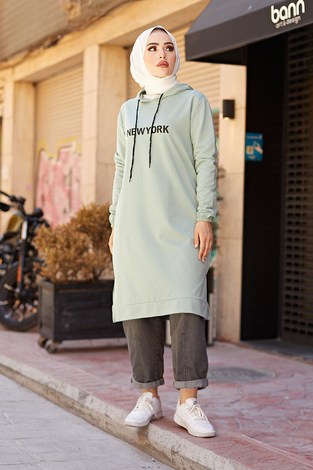 Newyork Sweat-tunik 9066-1 Mint - Thumbnail