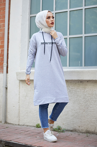 Newyork Sweat-tunik 9066-10 Gri - Thumbnail