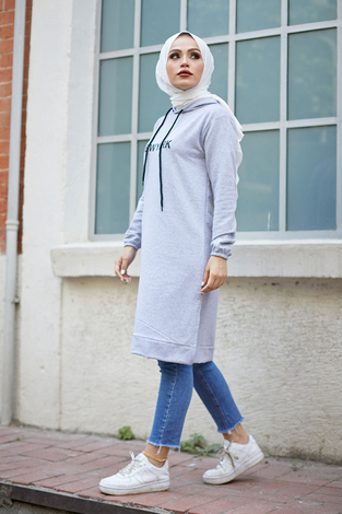 Newyork Sweat-tunik 9066-10 Gri - Thumbnail