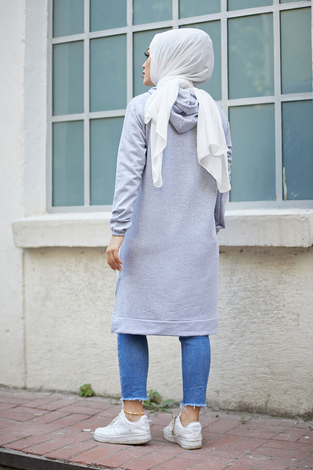 Newyork Sweat-tunik 9066-10 Gri - Thumbnail