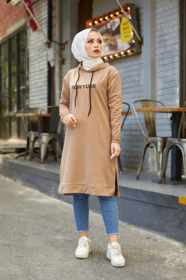  - Newyork Sweat-tunik 9066-12 Kahve