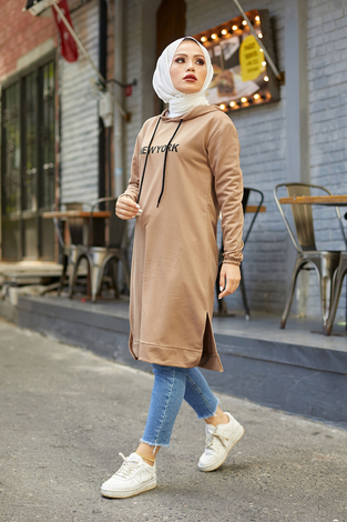 Newyork Sweat-tunik 9066-12 Kahve - Thumbnail