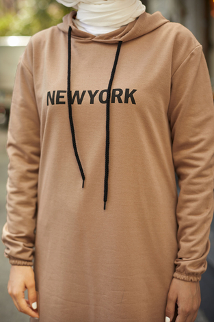 Newyork Sweat-tunik 9066-12 Kahve - Thumbnail