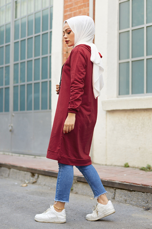 Newyork Sweat-tunik 9066-13 Bordo - Thumbnail