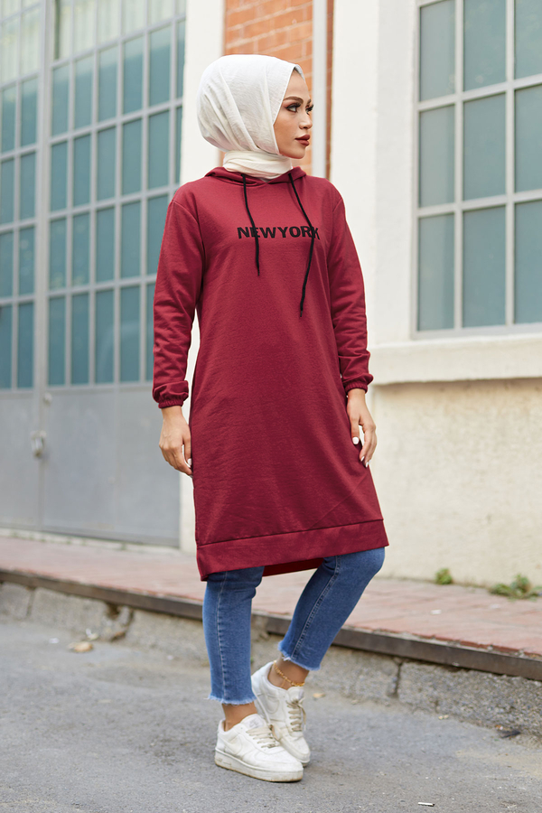  - Newyork Sweat-tunik 9066-13 Bordo