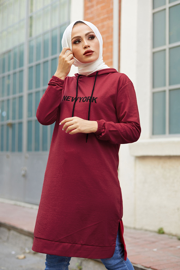  - Newyork Sweat-tunik 9066-13 Bordo (1)