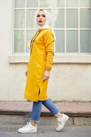 Newyork Sweat-tunik 9066-14 Sarı - Thumbnail