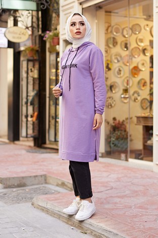 Newyork Sweat-tunik 9066-3 Lila - Thumbnail
