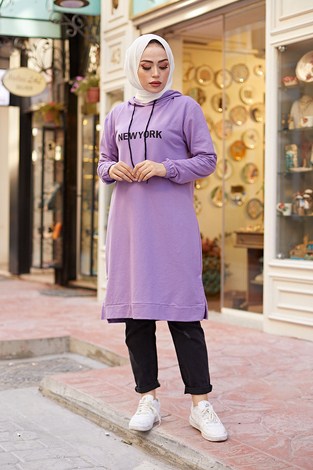 Newyork Sweat-tunik 9066-3 Lila - Thumbnail