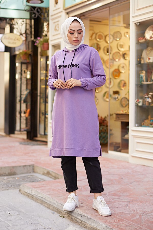  - Newyork Sweat-tunik 9066-3 Lila