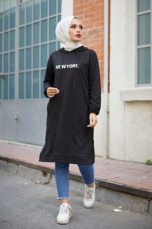 Newyork Sweat-tunik 9066-4 Siyah - Thumbnail