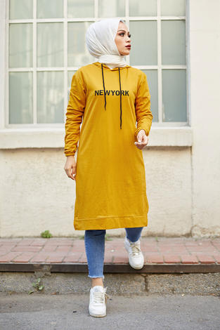 Newyork Sweat-tunik 9066-6 Hardal - Thumbnail