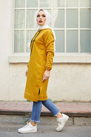 Newyork Sweat-tunik 9066-6 Hardal - Thumbnail