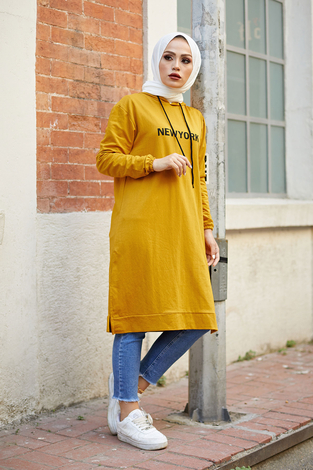 Newyork Sweat-tunik 9066-6 Hardal - Thumbnail