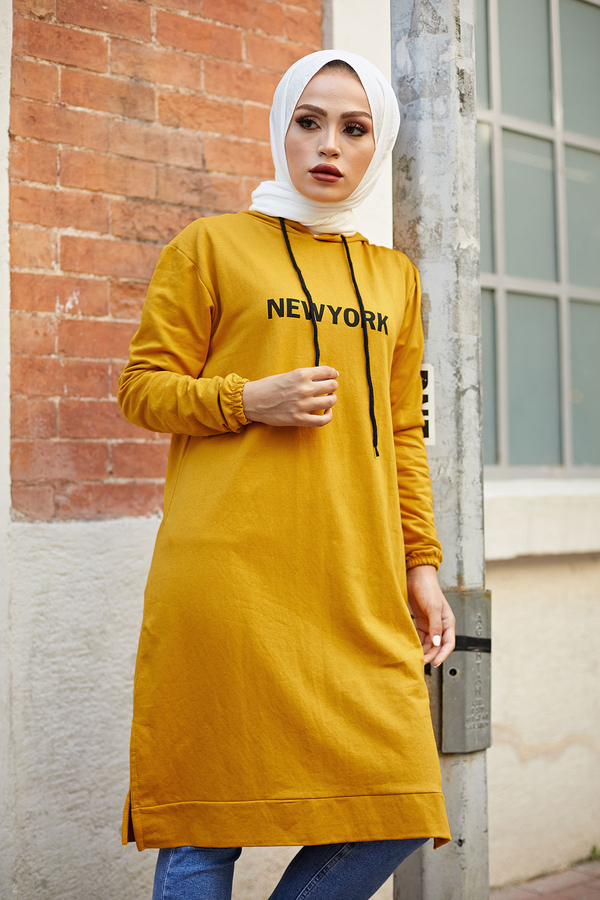  - Newyork Sweat-tunik 9066-6 Hardal (1)