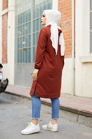 Newyork Sweat-tunik 9066-7 Kiremit - Thumbnail