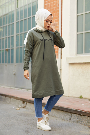 Newyork Sweat-tunik 9066-8 Haki - Thumbnail