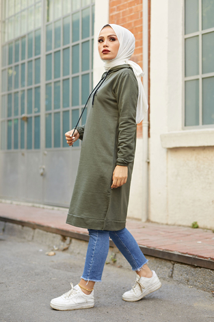 Newyork Sweat-tunik 9066-8 Haki - Thumbnail