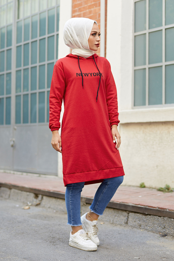  - Newyork Sweat-tunik 9066-9 Kırmızı
