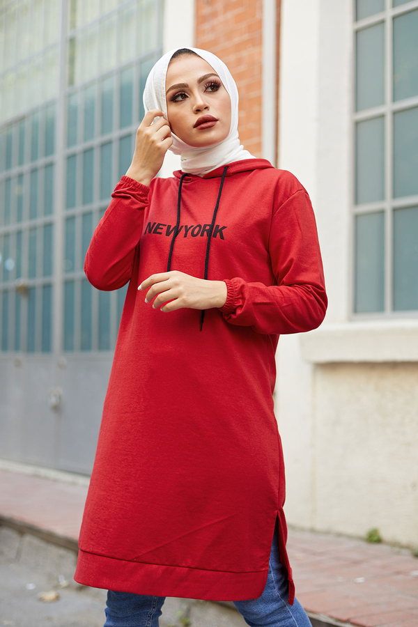  - Newyork Sweat-tunik 9066-9 Kırmızı (1)
