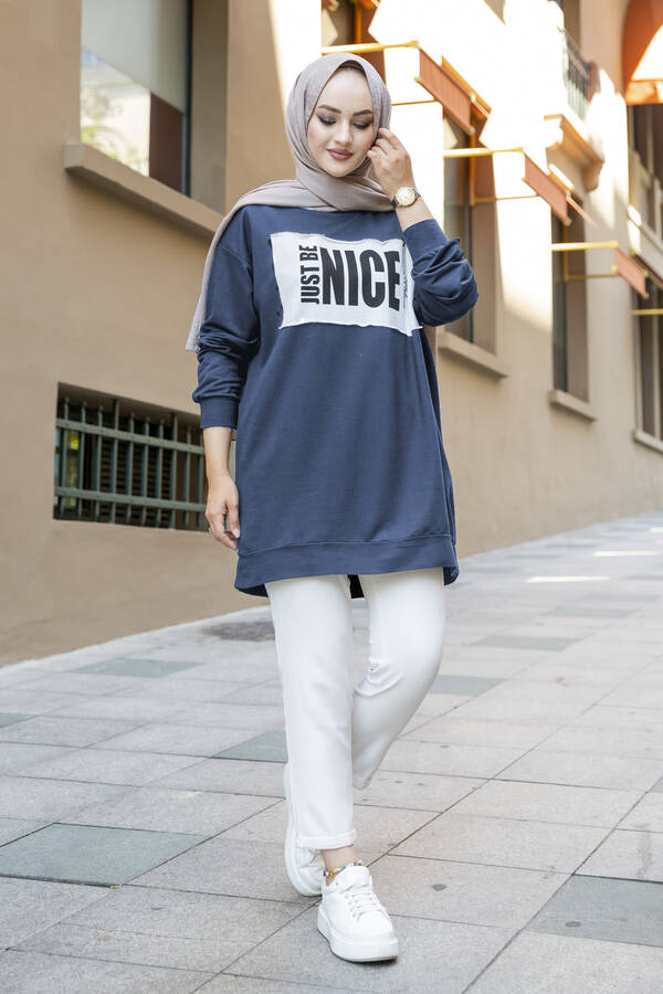 NY - Nice Yazılı Sweat 120NY-5361 İndigo