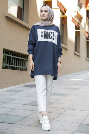 Nice Yazılı Sweat 120NY-5361 İndigo - Thumbnail