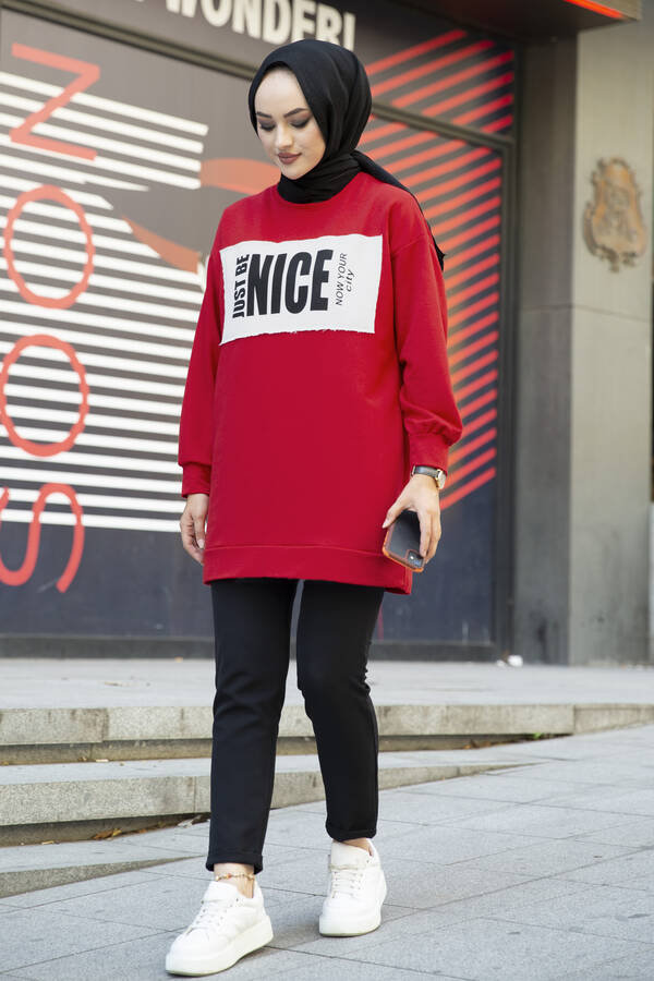 Nice Yazılı Sweat 120NY-5361 Kırmızı Nice Yazılı Sweat 120NY-5361 Kırmızı