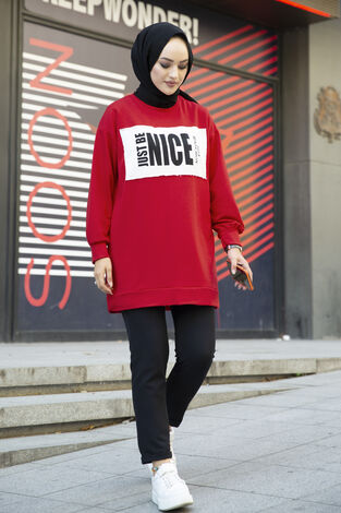 Nice Yazılı Sweat 120NY-5361 Kırmızı - Thumbnail