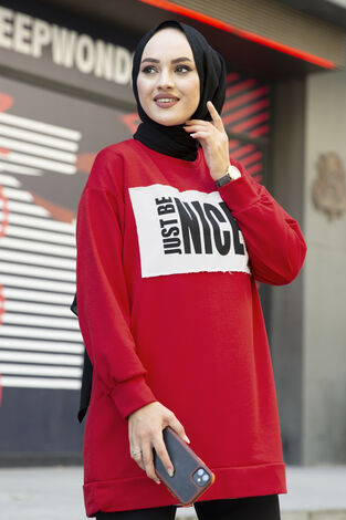 Nice Yazılı Sweat 120NY-5361 Kırmızı - Thumbnail