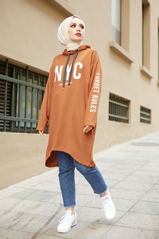 AVEN NYC Spor Sweat 8422-9 Taba - Thumbnail