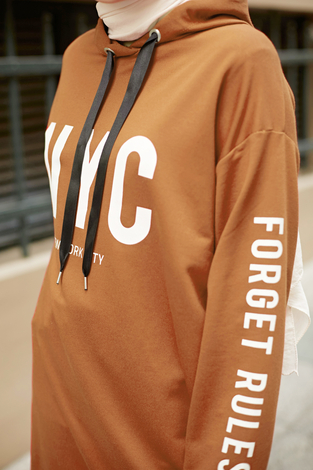 AVEN NYC Spor Sweat 8422-9 Taba - Thumbnail