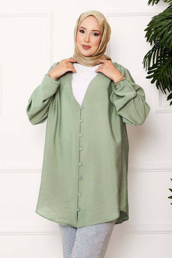Svs - Önden Düğmeli Kimono Gömlek Mint (1)