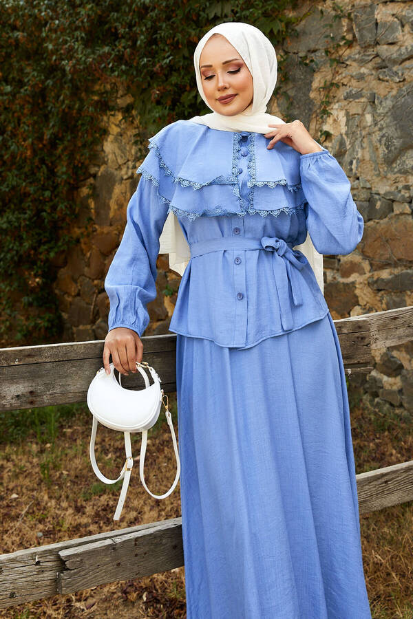 MD - Önü Allerli Güpür Detaylı Etekli Takım Bebe Mavisi (1) MD - Önü Allerli Güpür Detaylı Etekli Takım Bebe Mavisi (1)