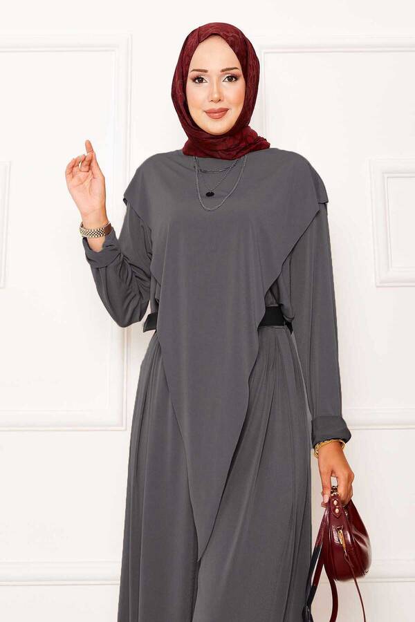 Özk - Önü Asimetrik Detaylı Sandy İkili Takım Gri (1)