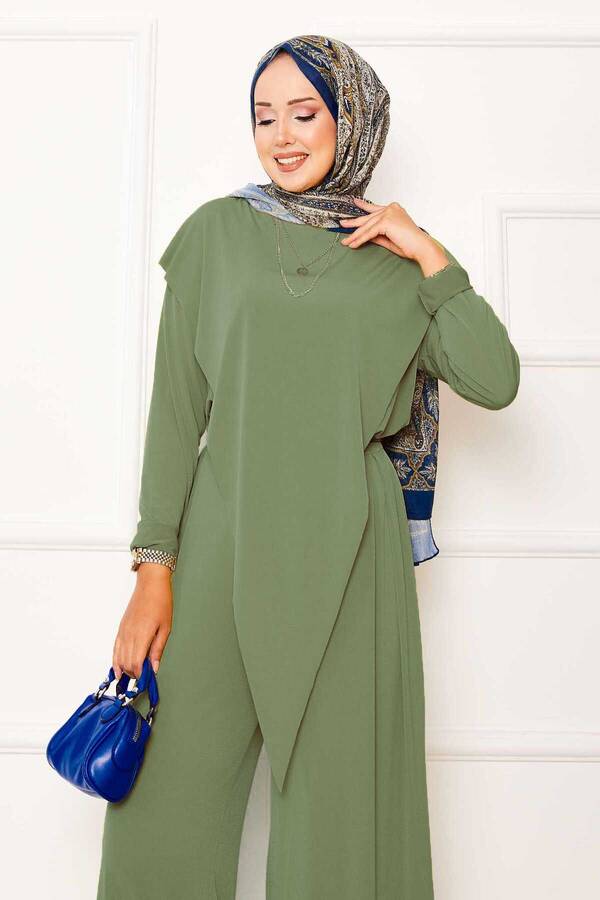 Özk - Önü Asimetrik Detaylı Sandy İkili Takım Mint (1)