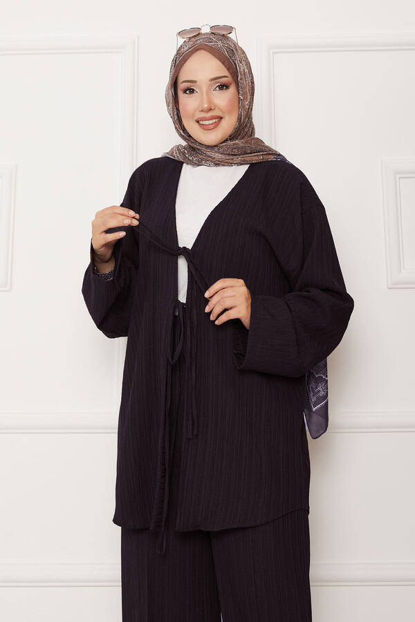 Mat - Önü Bağlamalı Kimono Takım Acı Kahve (1) Mat - Önü Bağlamalı Kimono Takım Acı Kahve (1)