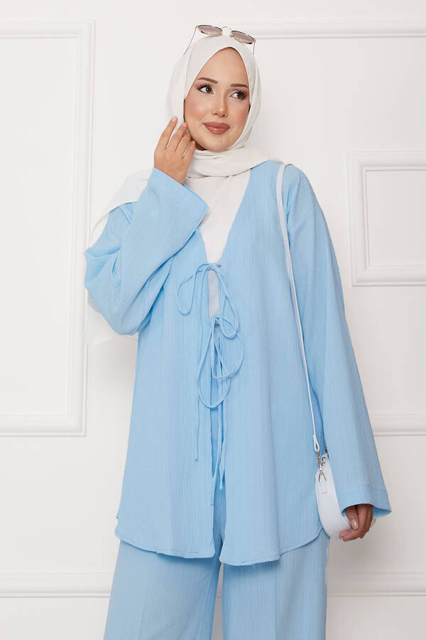 Mat - Önü Bağlamalı Kimono Takım Bebe Mavisi (1) Mat - Önü Bağlamalı Kimono Takım Bebe Mavisi (1)
