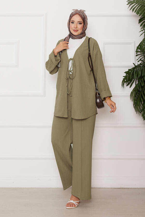 Önü Bağlamalı Kimono Takım Haki Önü Bağlamalı Kimono Takım Haki