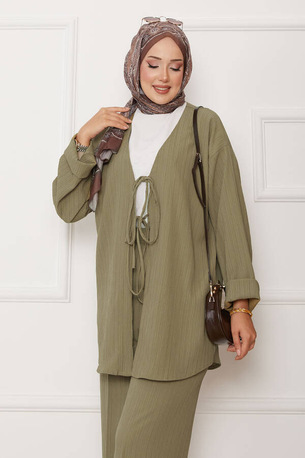 Mat - Önü Bağlamalı Kimono Takım Haki (1) Mat - Önü Bağlamalı Kimono Takım Haki (1)