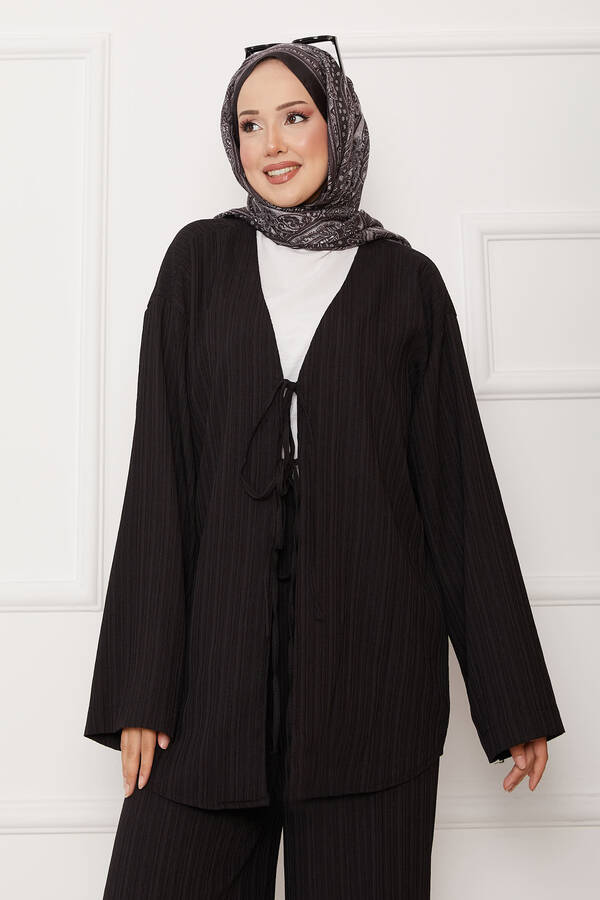 Mat - Önü Bağlamalı Kimono Takım Siyah (1) Mat - Önü Bağlamalı Kimono Takım Siyah (1)