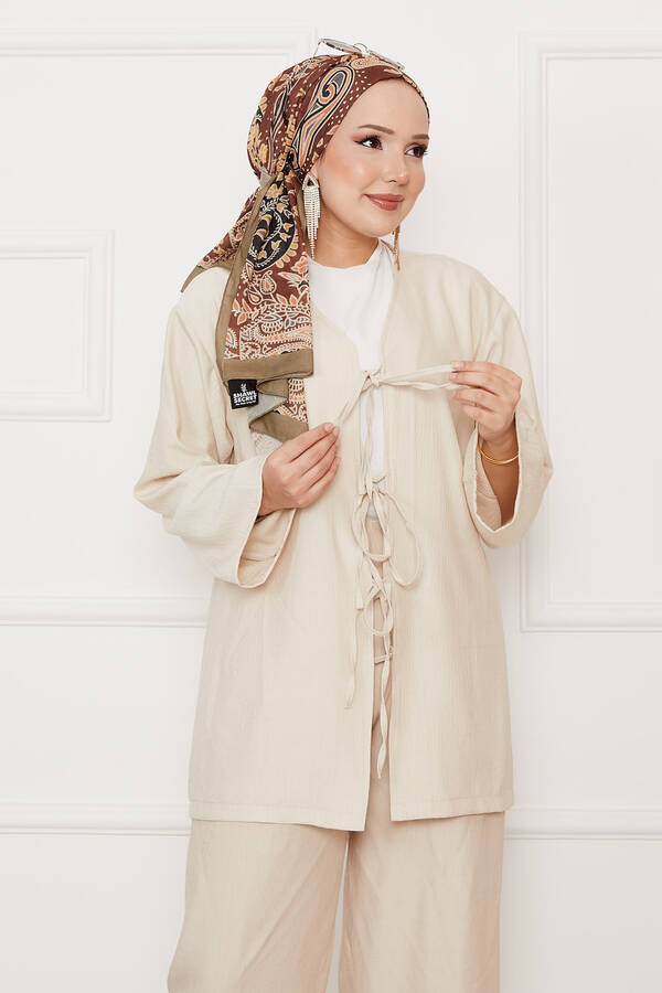 Htn - Önü Bağlamalı Salaş Takım Bej (1) Htn - Önü Bağlamalı Salaş Takım Bej (1)