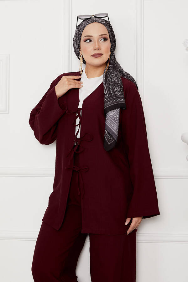 Htn - Önü Bağlamalı Salaş Takım Bordo (1) Htn - Önü Bağlamalı Salaş Takım Bordo (1)