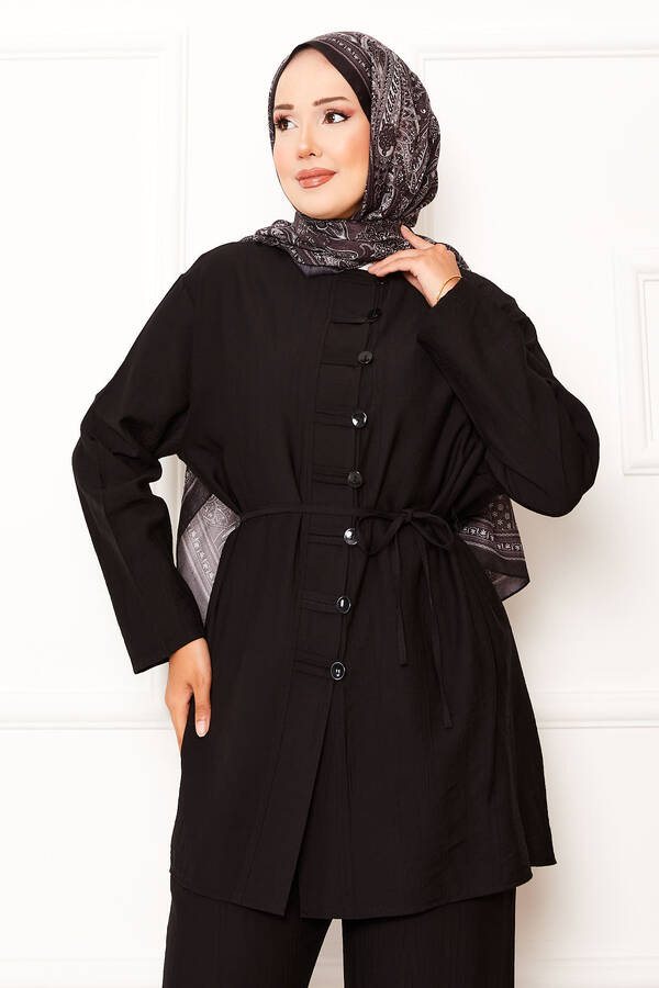 MD - Önü Brit Detaylı Beli Seyyar Bağcıklı İkili Takım Siyah (1) MD - Önü Brit Detaylı Beli Seyyar Bağcıklı İkili Takım Siyah (1)