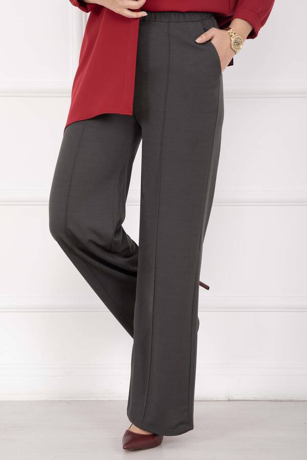 Mds - Önü Çimalı Cep Detaylı Pantolon Füme (1)