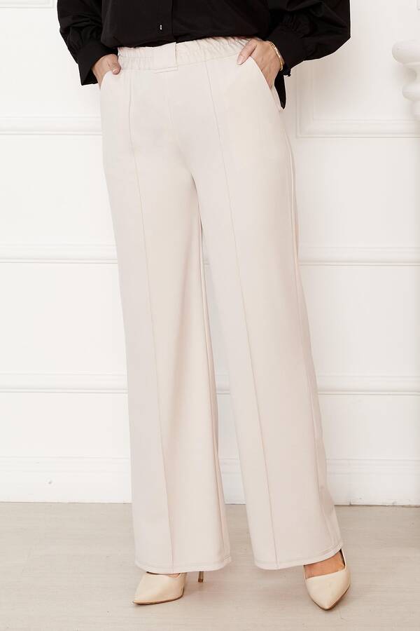 Mds - Önü Çimalı Cep Detaylı Pantolon Pudra (1)