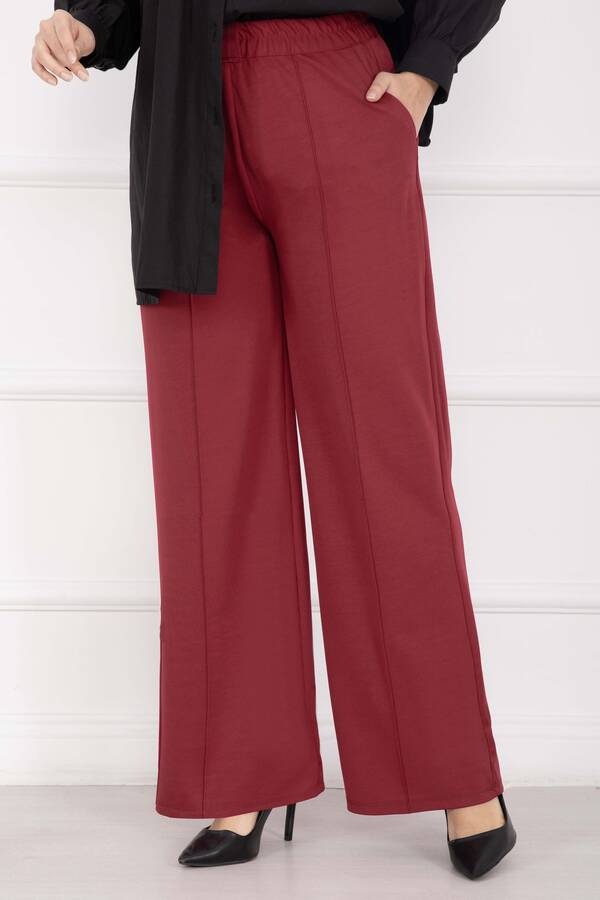 Mds - Önü Çimalı Cep Detaylı Pantolon Şarabi (1)