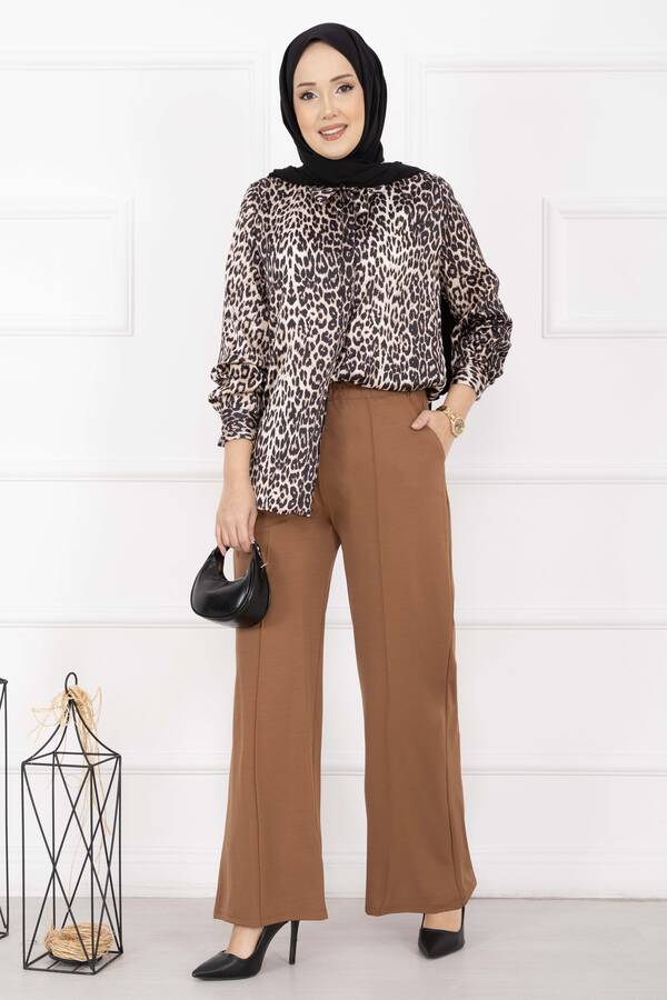 Mds - Önü Çimalı Cep Detaylı Pantolon Taba